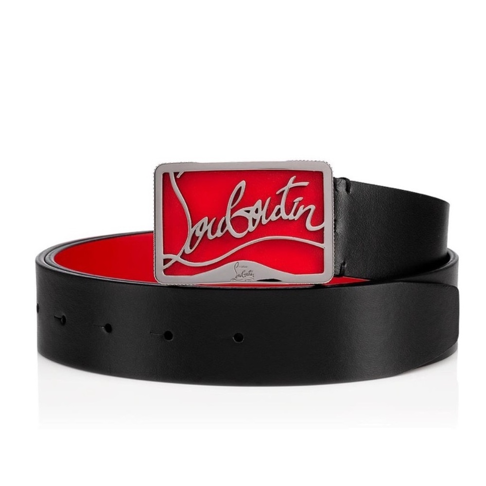 NWT Christian Louboutin Ricky Logo Buckle Belt in Black